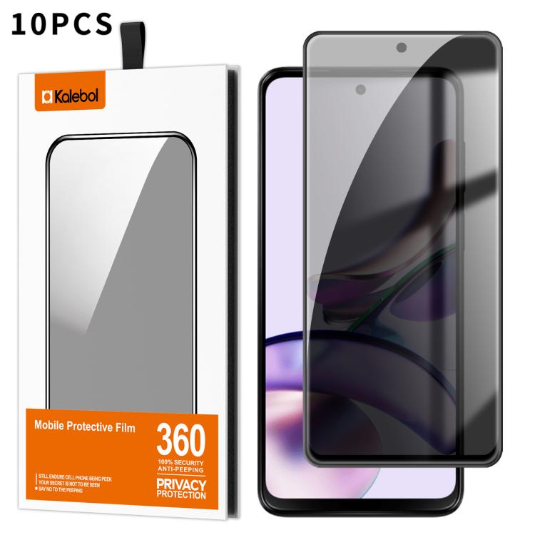 For Motorola Moto G13 10pcs Kalebol High-Aluminum Screen-Printed Full-Coverage Black-Border Privacy Tempered Glass Film