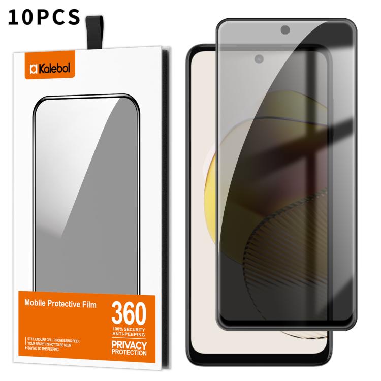 For Motorola Moto G73 10pcs Kalebol High-Aluminum Screen-Printed Full-Coverage Black-Border Privacy Tempered Glass Film