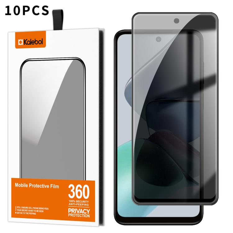 For Motorola Moto G23 10pcs Kalebol High-Aluminum Screen-Printed Full-Coverage Black-Border Privacy Tempered Glass Film