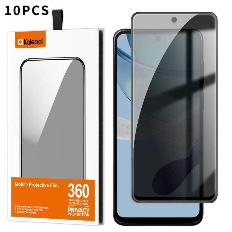 For Motorola Moto G53 5G 10pcs Kalebol High-Aluminum Screen-Printed Full-Coverage Black-Border Privacy Tempered Glass Film