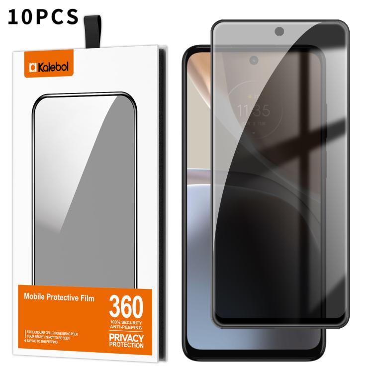 For Motorola Moto G32 10pcs Kalebol High-Aluminum Screen-Printed Full-Coverage Black-Border Privacy Tempered Glass Film