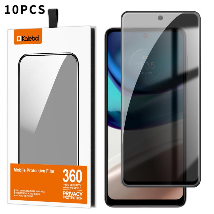 For Motorola Moto G42 10pcs Kalebol High-Aluminum Screen-Printed Full-Coverage Black-Border Privacy Tempered Glass Film