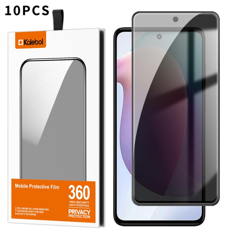 For Motorola Moto G71s 10pcs Kalebol High-Aluminum Screen-Printed Full-Coverage Black-Border Privacy Tempered Glass Film