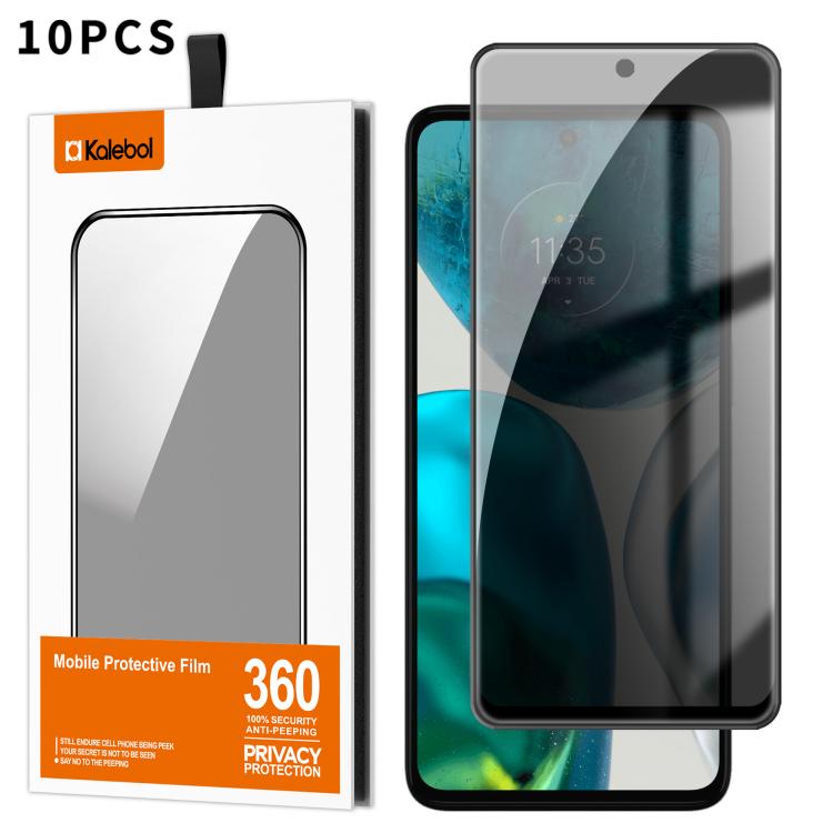 For Motorola Moto G52 10pcs Kalebol High-Aluminum Screen-Printed Full-Coverage Black-Border Privacy Tempered Glass Film