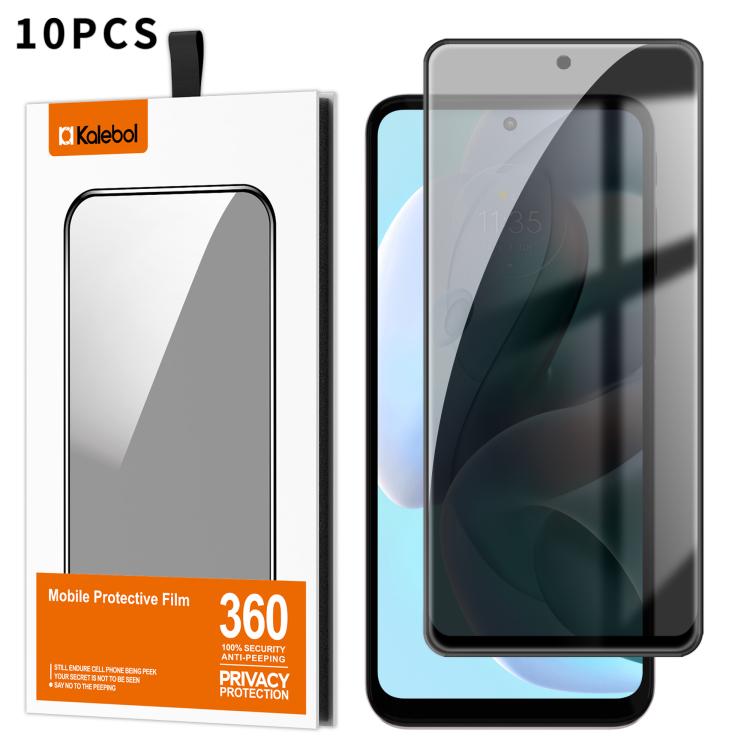 For Motorola Moto G41 10pcs Kalebol High-Aluminum Screen-Printed Full-Coverage Black-Border Privacy Tempered Glass Film