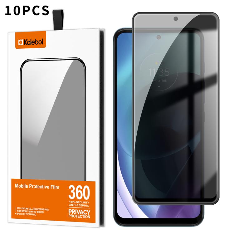 For Motorola Moto G71 5G 10pcs Kalebol High-Aluminum Screen-Printed Full-Coverage Black-Border Privacy Tempered Glass Film