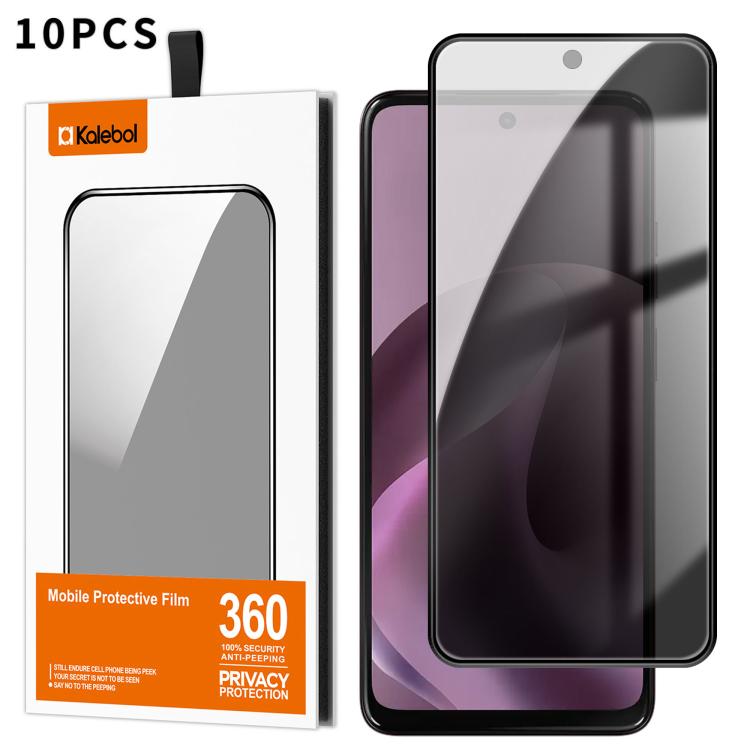 For Motorola Moto G17 4G 10pcs Kalebol High-Aluminum Screen-Printed Full-Coverage Black-Border Privacy Tempered Glass Film