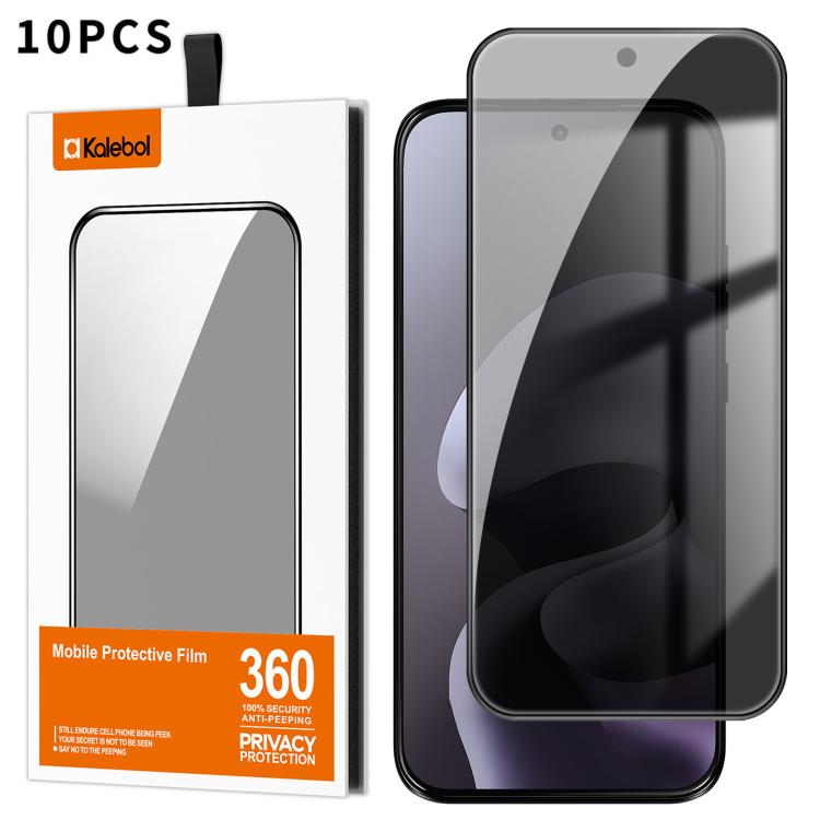 For Motorola Moto G67 5G 10pcs Kalebol High-Aluminum Screen-Printed Full-Coverage Black-Border Privacy Tempered Glass Film