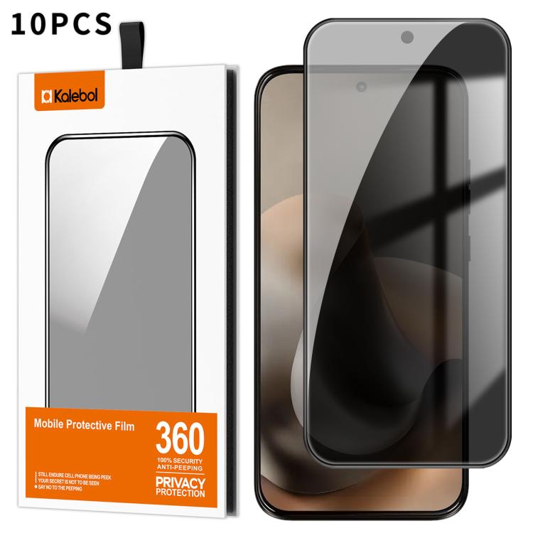 For Motorola Moto G77 5G 10pcs Kalebol High-Aluminum Screen-Printed Full-Coverage Black-Border Privacy Tempered Glass Film
