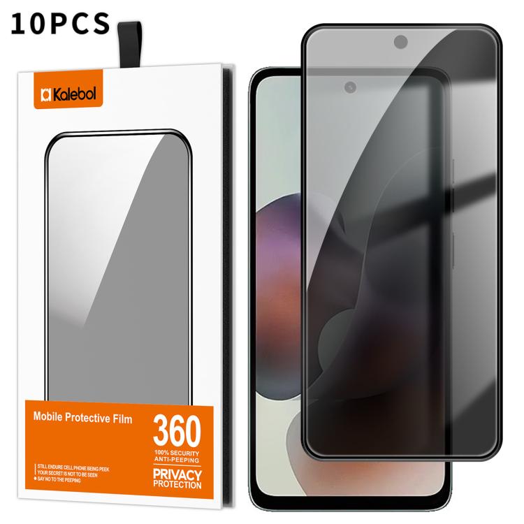 For Motorola Moto G36 5G 10pcs Kalebol High-Aluminum Screen-Printed Full-Coverage Black-Border Privacy Tempered Glass Film