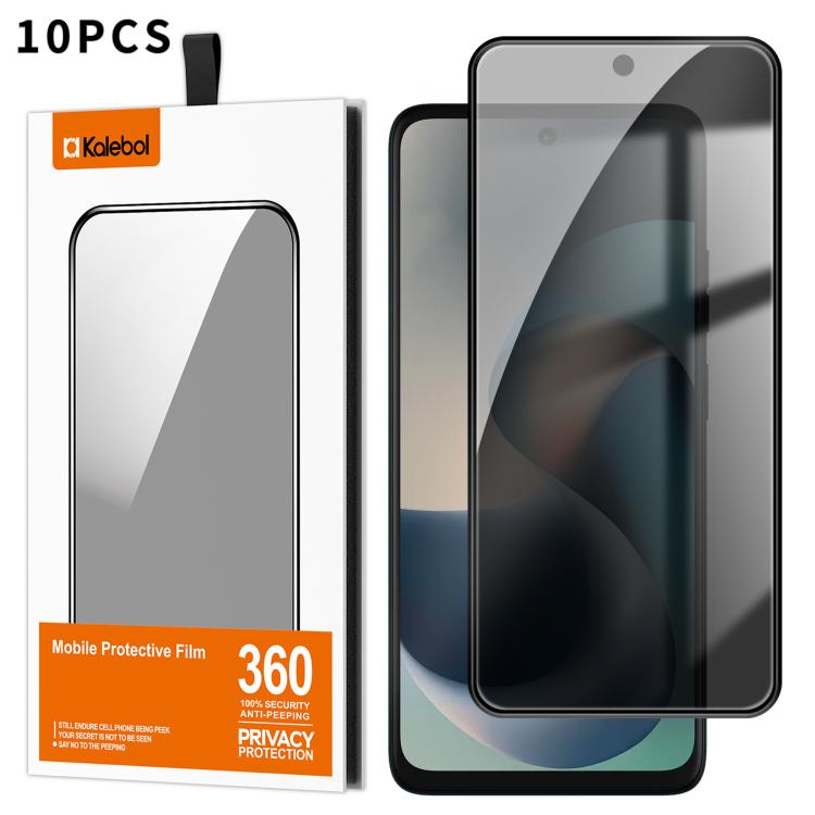 For Motorola Moto G57 5G 10pcs Kalebol High-Aluminum Screen-Printed Full-Coverage Black-Border Privacy Tempered Glass Film