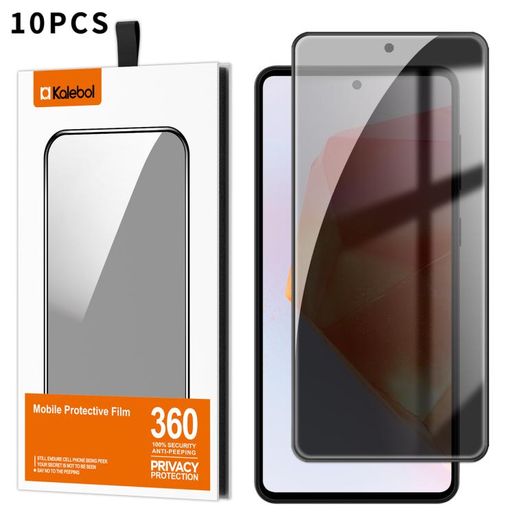 For Samsung Galaxy C55 10pcs Kalebol High-Aluminum Screen-Printed Full-Coverage Black-Border Privacy Tempered Glass Film