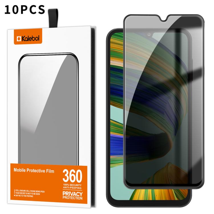 For Samsung Galaxy F15 5G 10pcs Kalebol High-Aluminum Screen-Printed Full-Coverage Black-Border Privacy Tempered Glass Film