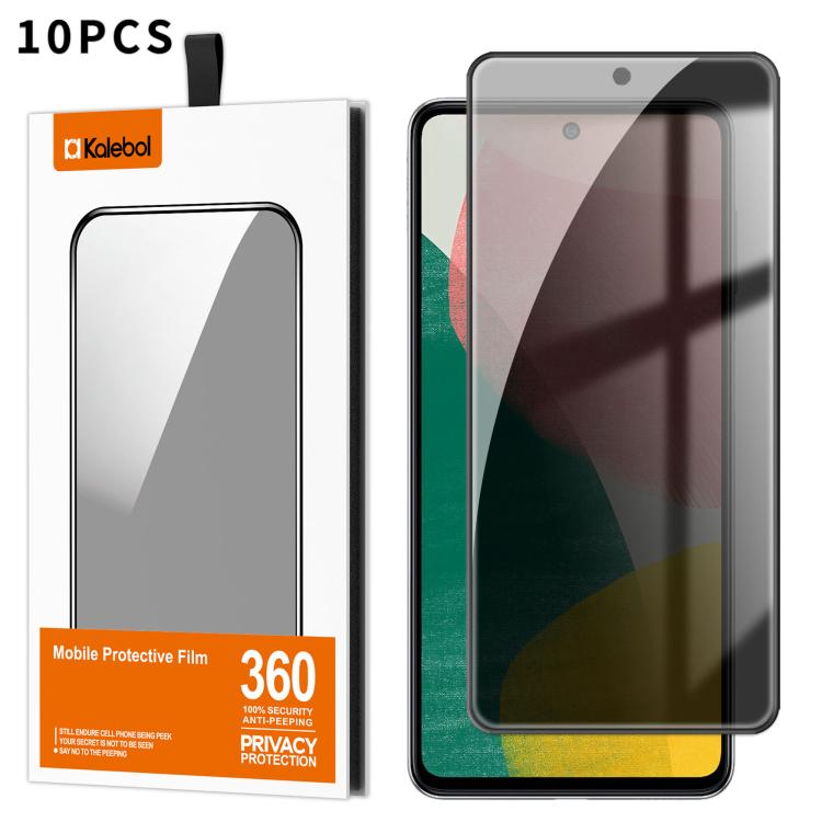 For Samsung Galaxy F54 5G 10pcs Kalebol High-Aluminum Screen-Printed Full-Coverage Black-Border Privacy Tempered Glass Film