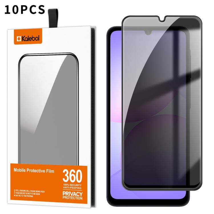 For Samsung Galaxy A07 4G / 5G 10pcs Kalebol High-Aluminum Screen-Printed Full-Coverage Black-Border Privacy Tempered Glass Film