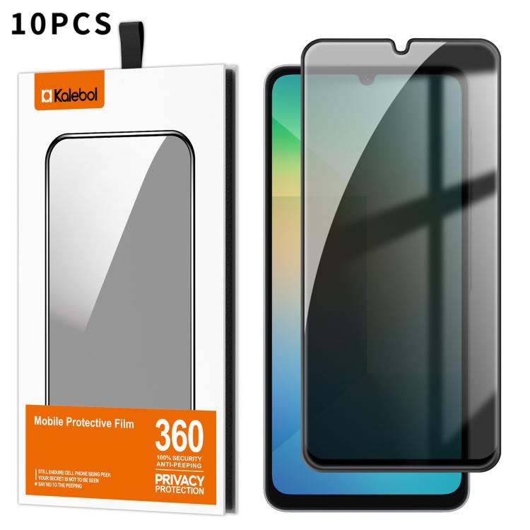 For Samsung Galaxy A06 4G / 5G 10pcs Kalebol High-Aluminum Screen-Printed Full-Coverage Black-Border Privacy Tempered Glass Film