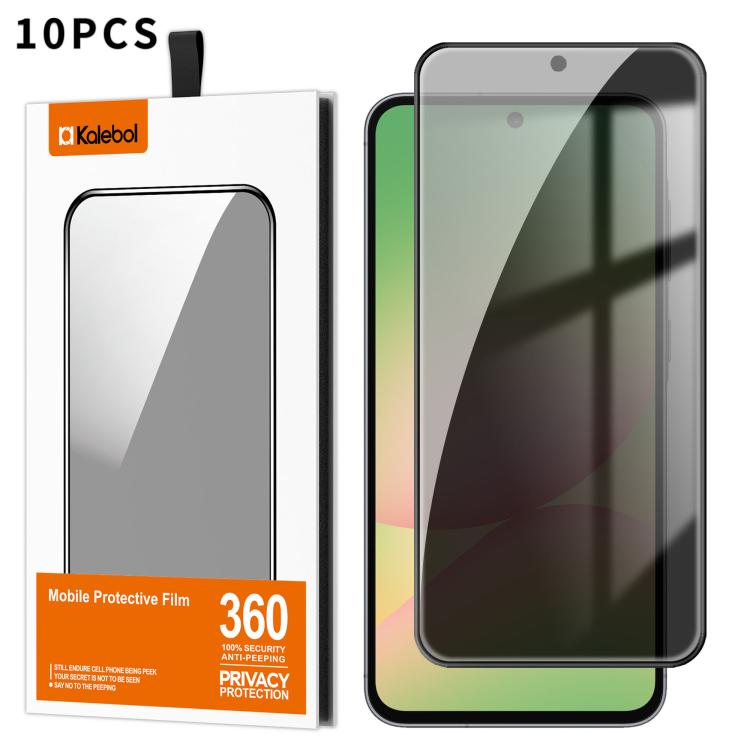 For Samsung Galaxy A56 5G 10pcs Kalebol High-Aluminum Screen-Printed Full-Coverage Black-Border Privacy Tempered Glass Film