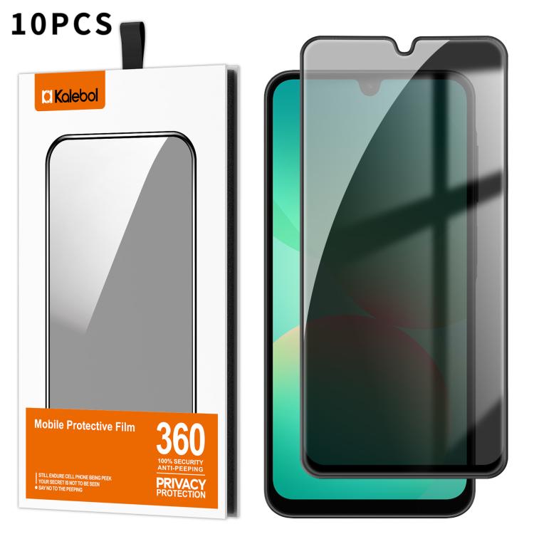 For Samsung Galaxy A26 5G 10pcs Kalebol High-Aluminum Screen-Printed Full-Coverage Black-Border Privacy Tempered Glass Film
