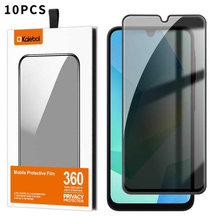 For Samsung Galaxy A16 4G / 5G 10pcs Kalebol High-Aluminum Screen-Printed Full-Coverage Black-Border Privacy Tempered Glass Film