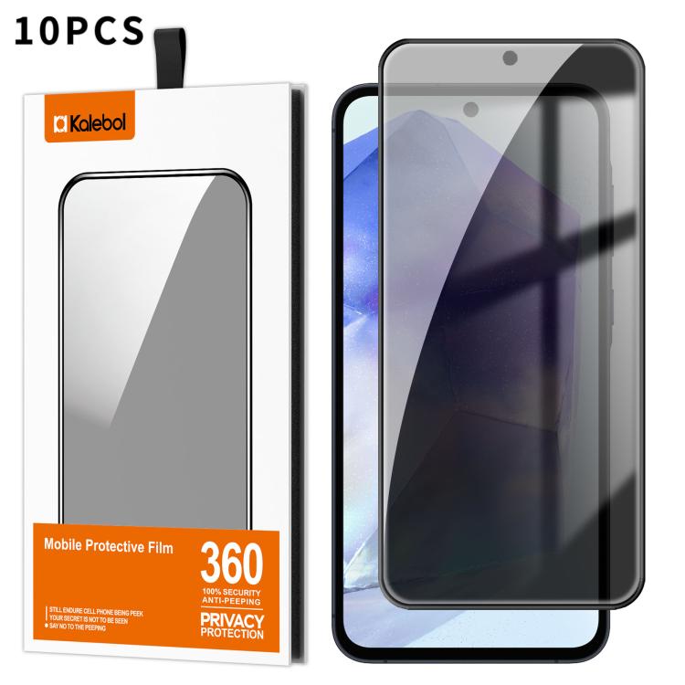 For Samsung Galaxy A55 5G 10pcs Kalebol High-Aluminum Screen-Printed Full-Coverage Black-Border Privacy Tempered Glass Film