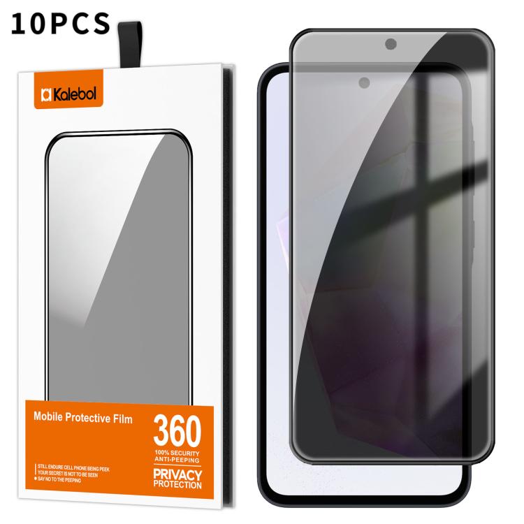 For Samsung Galaxy A35 5G 10pcs Kalebol High-Aluminum Screen-Printed Full-Coverage Black-Border Privacy Tempered Glass Film