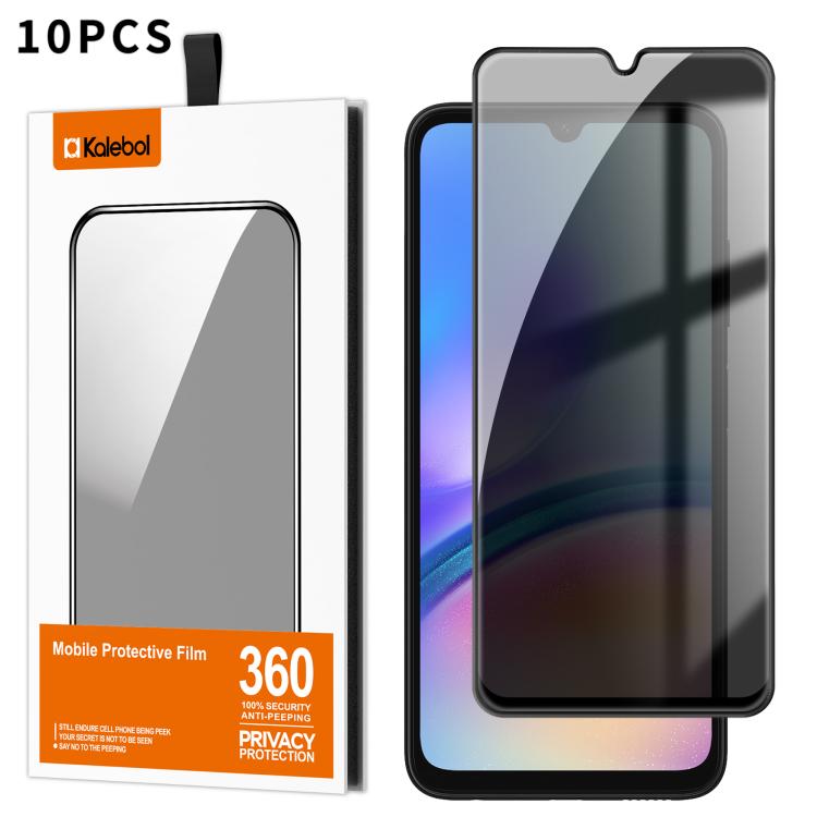 For Samsung Galaxy A05s 10pcs Kalebol High-Aluminum Screen-Printed Full-Coverage Black-Border Privacy Tempered Glass Film
