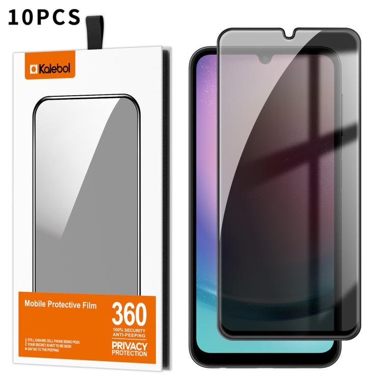 For Samsung Galaxy A24 4G 10pcs Kalebol High-Aluminum Screen-Printed Full-Coverage Black-Border Privacy Tempered Glass Film