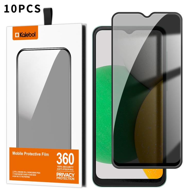 For Samsung Galaxy A04 Core 10pcs Kalebol High-Aluminum Screen-Printed Full-Coverage Black-Border Privacy Tempered Glass Film