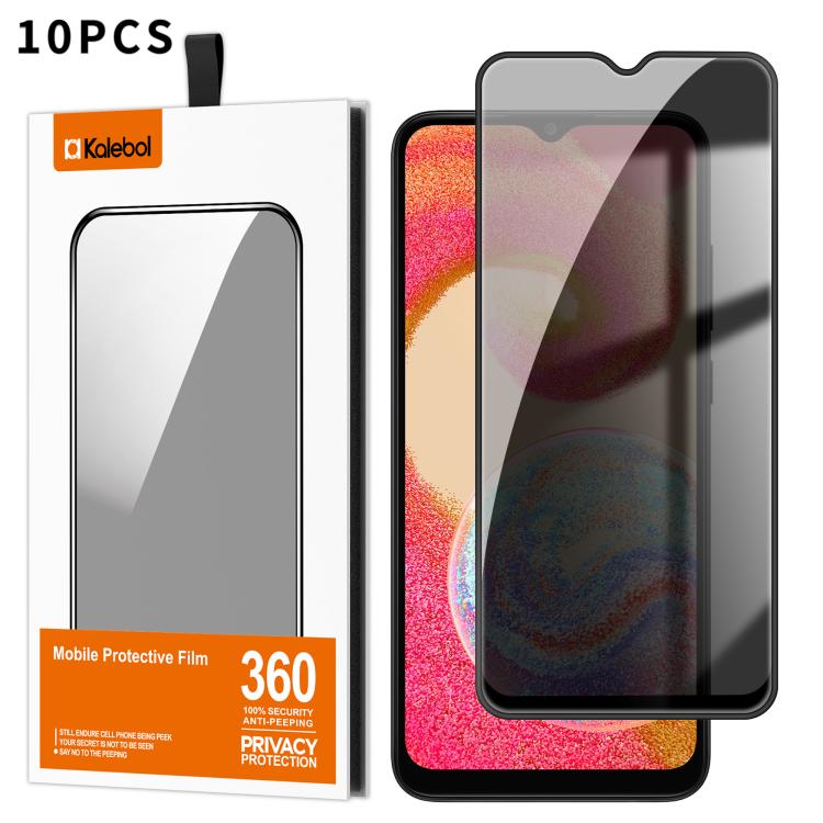 For Samsung Galaxy A04e 10pcs Kalebol High-Aluminum Screen-Printed Full-Coverage Black-Border Privacy Tempered Glass Film
