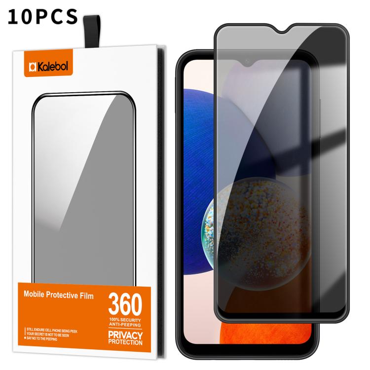 For Samsung Galaxy A14 5G 10pcs Kalebol High-Aluminum Screen-Printed Full-Coverage Black-Border Privacy Tempered Glass Film