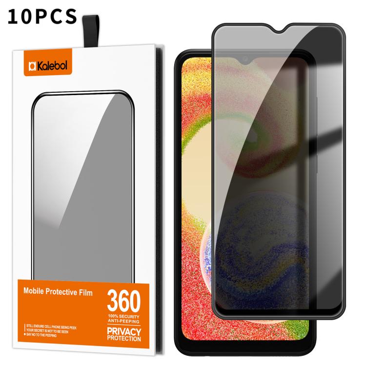 For Samsung Galaxy A04 10pcs Kalebol High-Aluminum Screen-Printed Full-Coverage Black-Border Privacy Tempered Glass Film