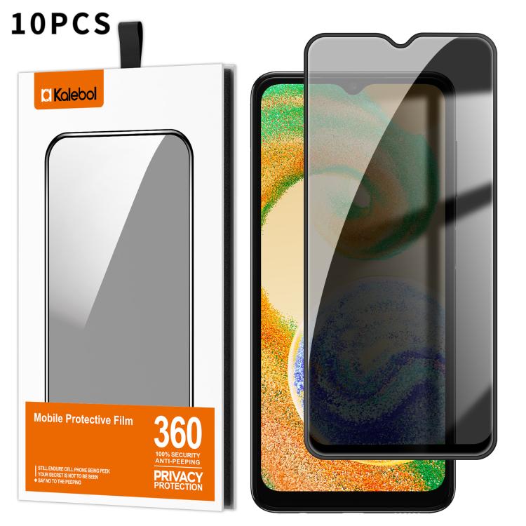 For Samsung Galaxy A04s 10pcs Kalebol High-Aluminum Screen-Printed Full-Coverage Black-Border Privacy Tempered Glass Film