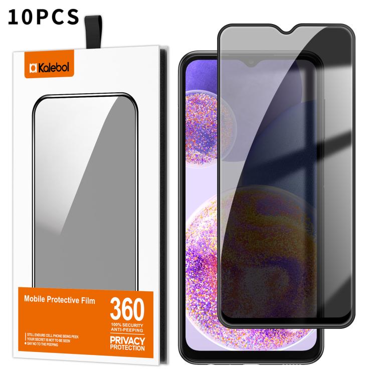 For Samsung Galaxy A23 4G 10pcs Kalebol High-Aluminum Screen-Printed Full-Coverage Black-Border Privacy Tempered Glass Film