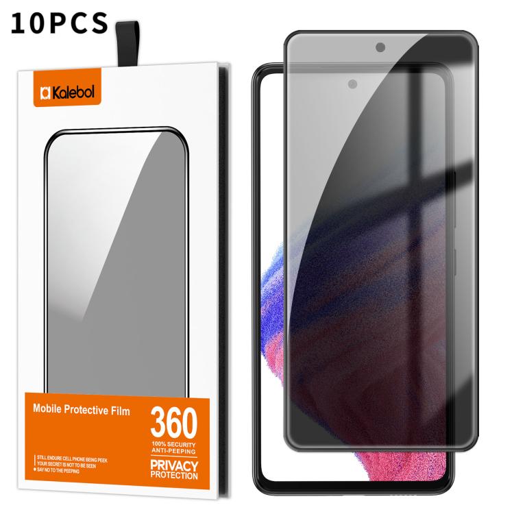 For Samsung Galaxy A53 5G 10pcs Kalebol High-Aluminum Screen-Printed Full-Coverage Black-Border Privacy Tempered Glass Film