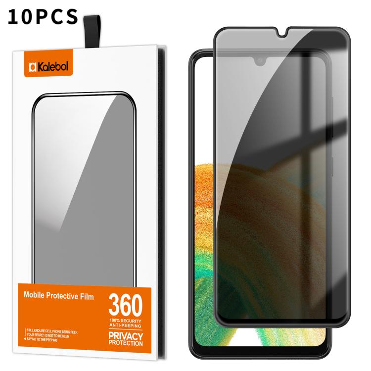For Samsung Galaxy A33 5G 10pcs Kalebol High-Aluminum Screen-Printed Full-Coverage Black-Border Privacy Tempered Glass Film