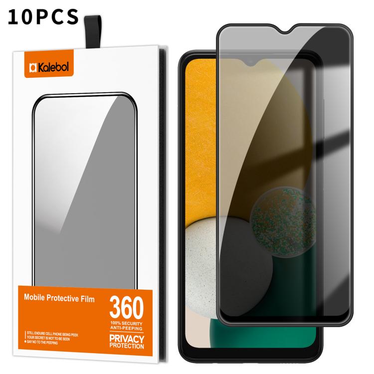 For Samsung Galaxy A13 5G 10pcs Kalebol High-Aluminum Screen-Printed Full-Coverage Black-Border Privacy Tempered Glass Film
