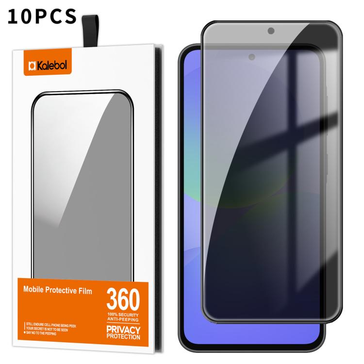 For Samsung Galaxy A37 5G 10pcs Kalebol High-Aluminum Screen-Printed Full-Coverage Black-Border Privacy Tempered Glass Film