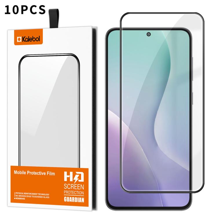 For Samsung Galaxy M56 5G 10pcs Kalebol High-Aluminum Screen-Printed Full-Coverage Anti-Fingerprint Black-Bordered HD Tempered Glass Film