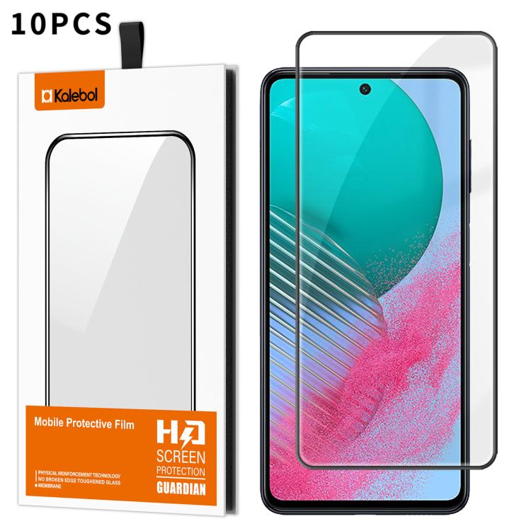 For Samsung Galaxy M54 5G 10pcs Kalebol High-Aluminum Screen-Printed Full-Coverage Anti-Fingerprint Black-Bordered HD Tempered Glass Film