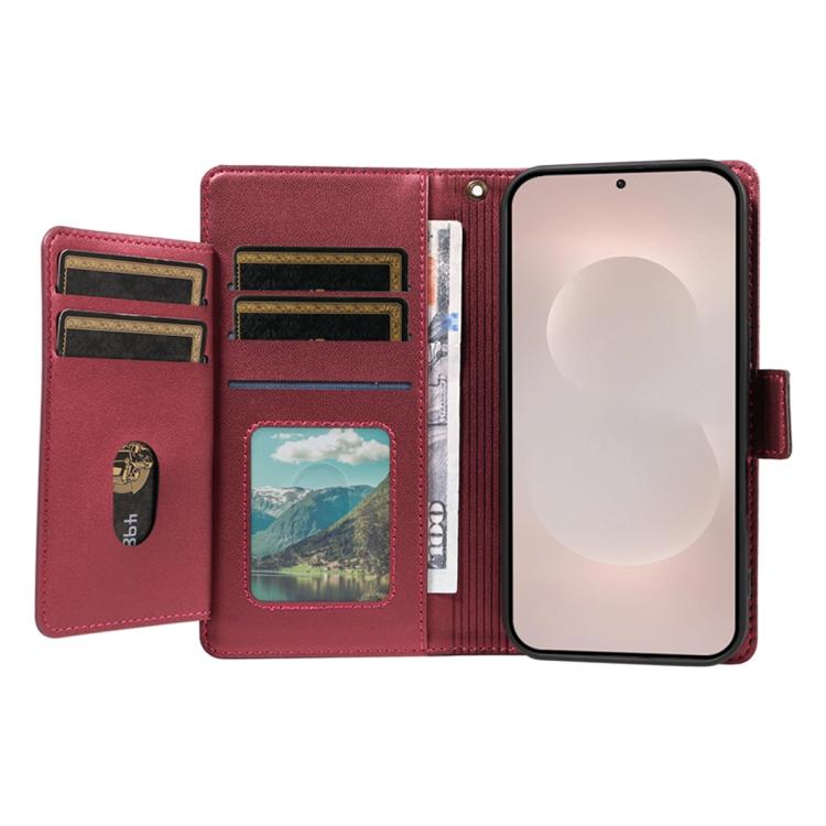 For Galaxy S26 Edge 5G Multi Card Wallet Leather Phone Case with Strap