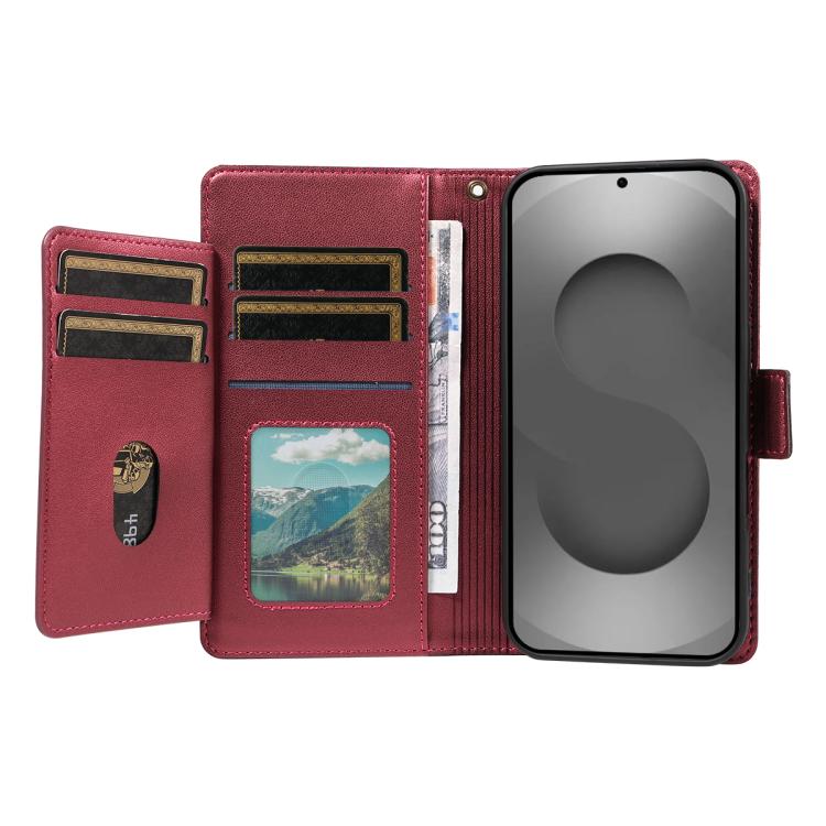 For Galaxy S26 Ultra 5G Multi Card Wallet Leather Phone Case with Strap