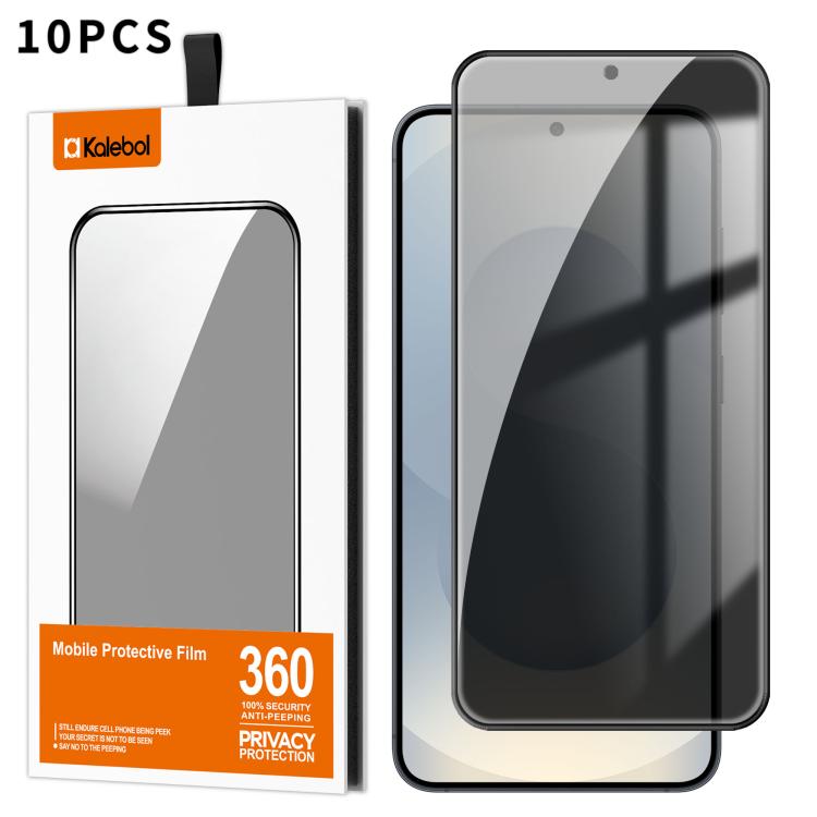 For Samsung Galaxy S25 5G 10pcs Kalebol High-Aluminum Screen-Printed Full-Coverage Black-Border Privacy Tempered Glass Film