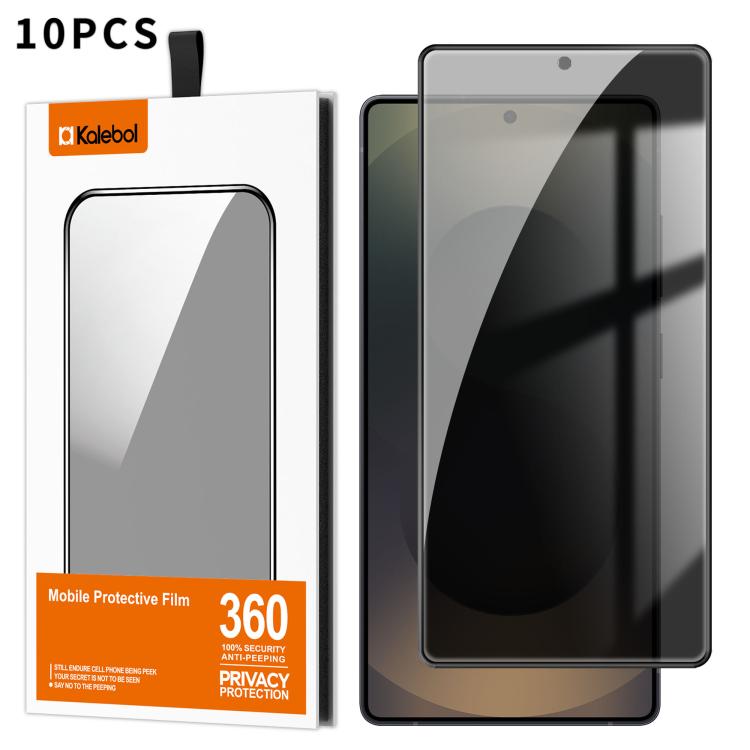 For Samsung Galaxy S25 Ultra 5G 10pcs Kalebol High-Aluminum Screen-Printed Full-Coverage Black-Border Privacy Tempered Glass Film