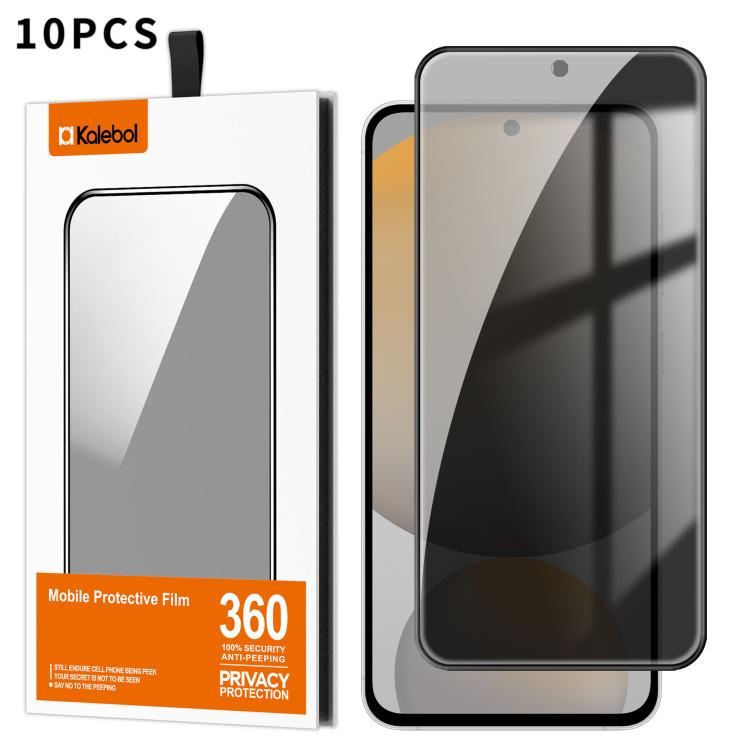For Samsung Galaxy S24 FE 5G 10pcs Kalebol High-Aluminum Screen-Printed Full-Coverage Black-Border Privacy Tempered Glass Film