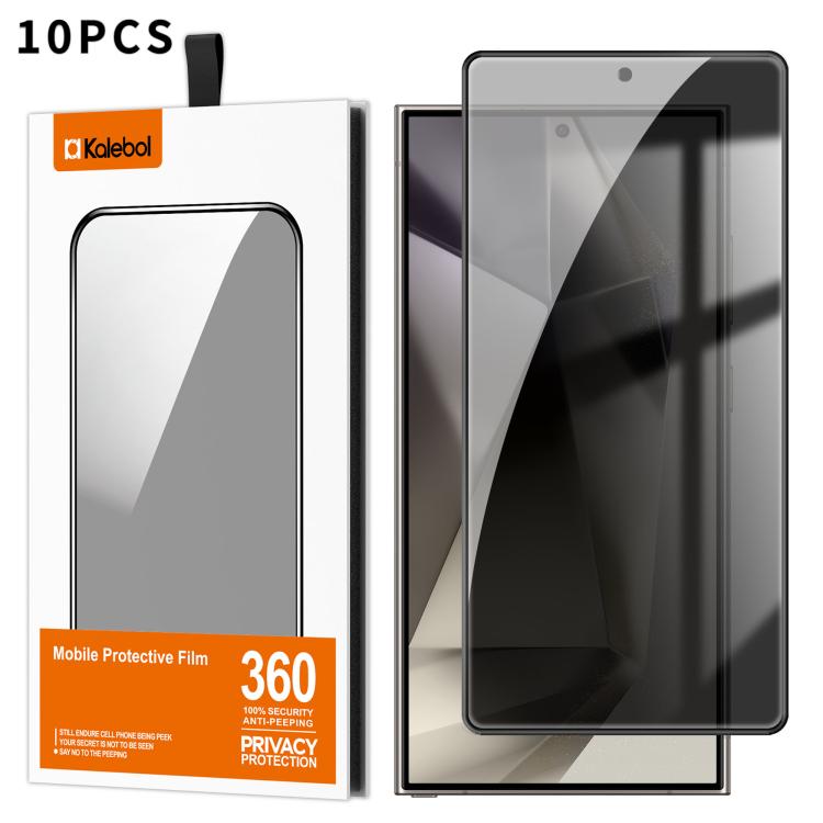 For Samsung Galaxy S24 Ultra 5G 10pcs Kalebol High-Aluminum Screen-Printed Full-Coverage Black-Border Privacy Tempered Glass Film