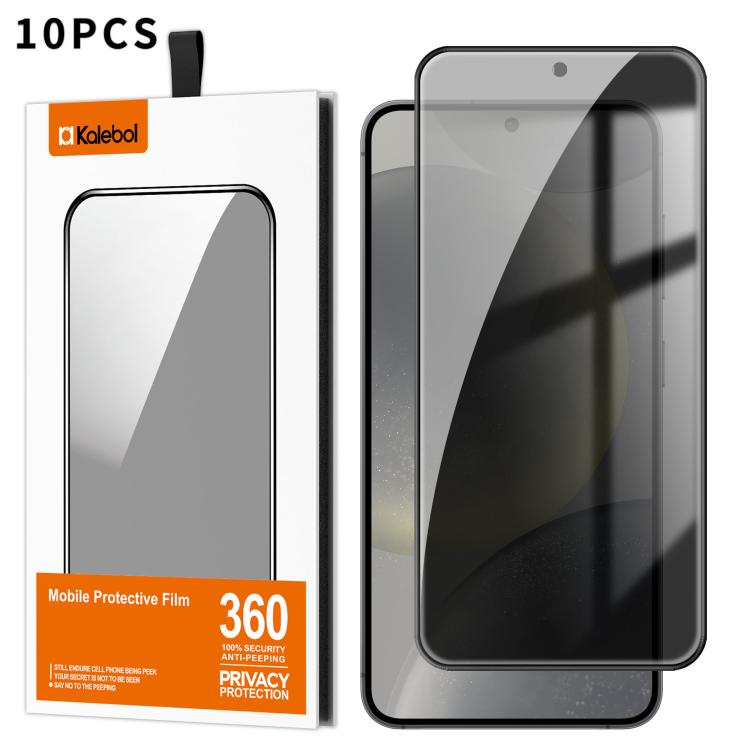 For Samsung Galaxy S24 5G 10pcs Kalebol High-Aluminum Screen-Printed Full-Coverage Black-Border Privacy Tempered Glass Film
