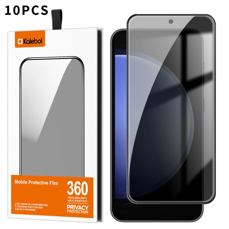 For Samsung Galaxy S23 FE 5G 10pcs Kalebol High-Aluminum Screen-Printed Full-Coverage Black-Border Privacy Tempered Glass Film