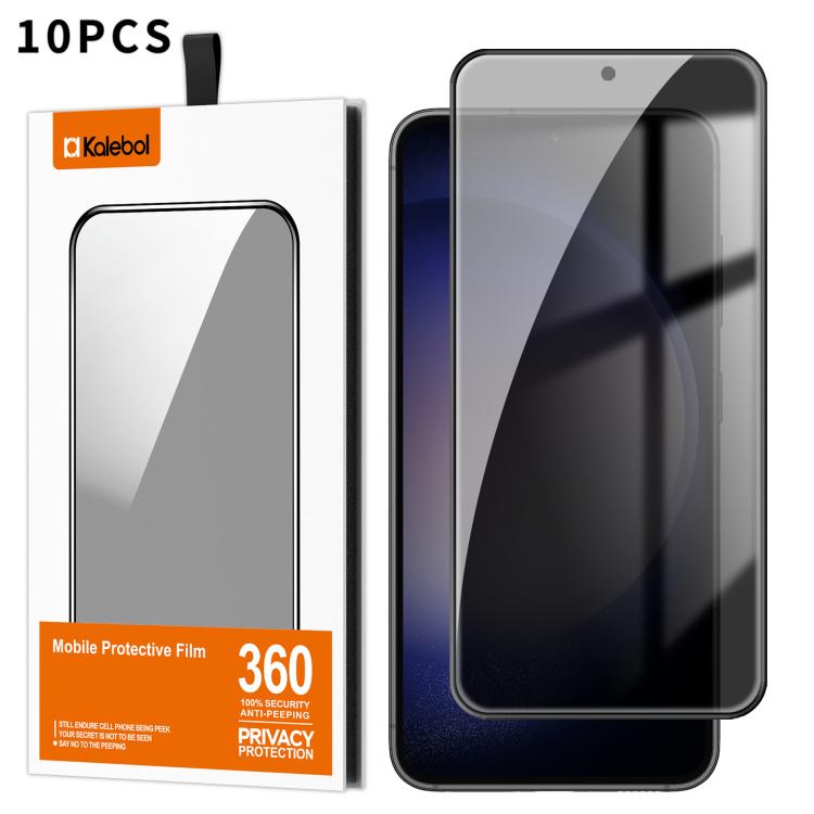 For Samsung Galaxy S23+ 5G 10pcs Kalebol High-Aluminum Screen-Printed Full-Coverage Black-Border Privacy Tempered Glass Film