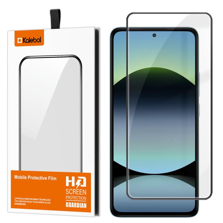 For Redmi Note 14 5G Kalebol High-Aluminum Screen-Printed Full-Coverage Anti-Fingerprint Black-Bordered HD Tempered Glass Film