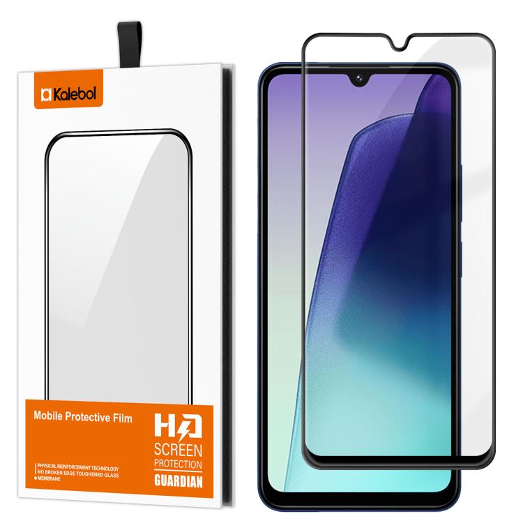 For Redmi 14C 4G Kalebol High-Aluminum Screen-Printed Full-Coverage Anti-Fingerprint Black-Bordered HD Tempered Glass Film